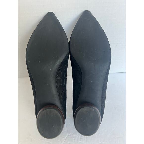 Jeffrey Campbell Black Suede Croc Viona Pointy Toe Round Sculpted Heel Shoes 9.5 - Picture 11 of 12